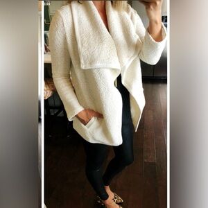 Bundle up in this stylish French Terry wrap Jacket/Asymmetrical w spandex SZ M